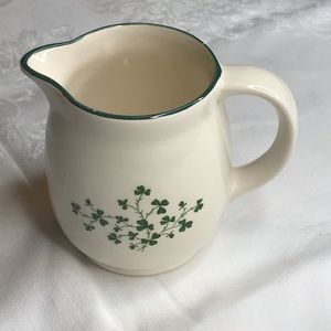 Irish Pottery White Pitcher Creamer Green Clover